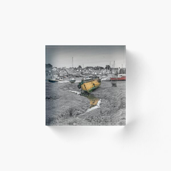 Item preview, Abersoch inner harbour black and white with coloured boats designed and sold by Turtle  Photography.