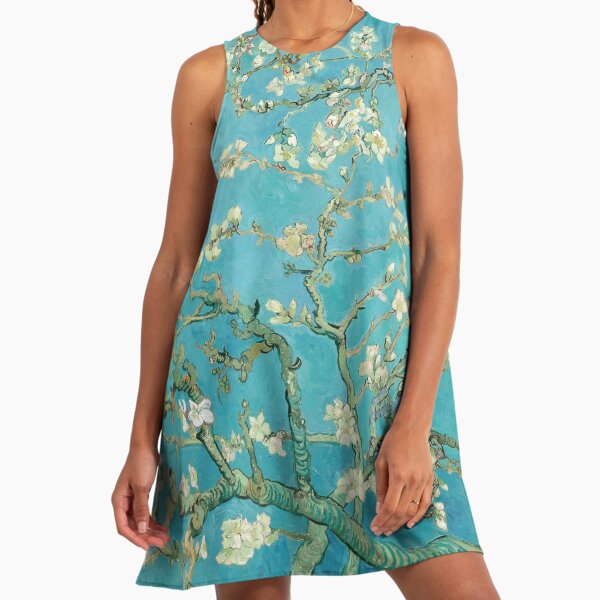 Almond Blossom - Vincent Van Gogh (Turquoise Blue) Vincent Van Gogh A-Line Dress