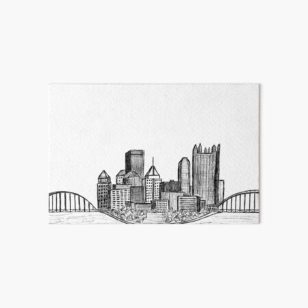 Pittsburgh Skyline Outline Drawing Art Board Print for Sale by