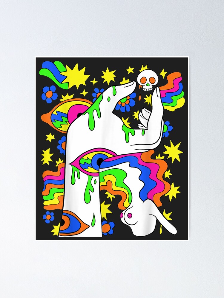 Psychedelic Abstract Nude Art Lsd Hippie Trippy Gift Idea Poster For