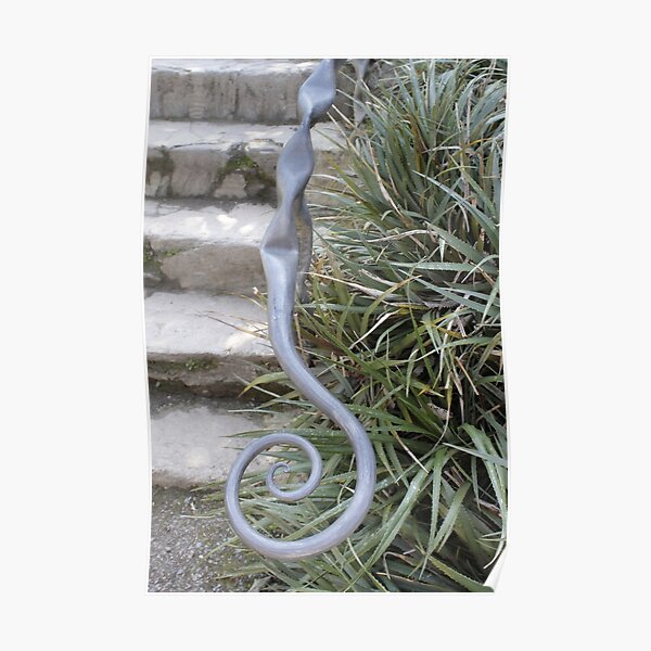 Swirly spiral metal hand rail and steps Poster
