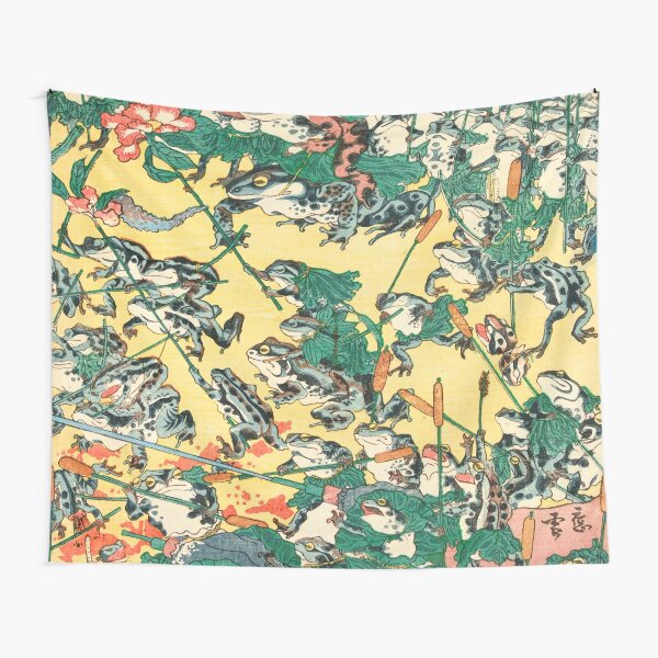Fashionable Battle of Frogs by Kawanabe Kyosai, 1864 Tapestry