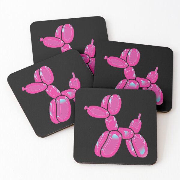 Item preview, Chrome Dog Balloon Pink on Black designed and sold by lineartdesigns.