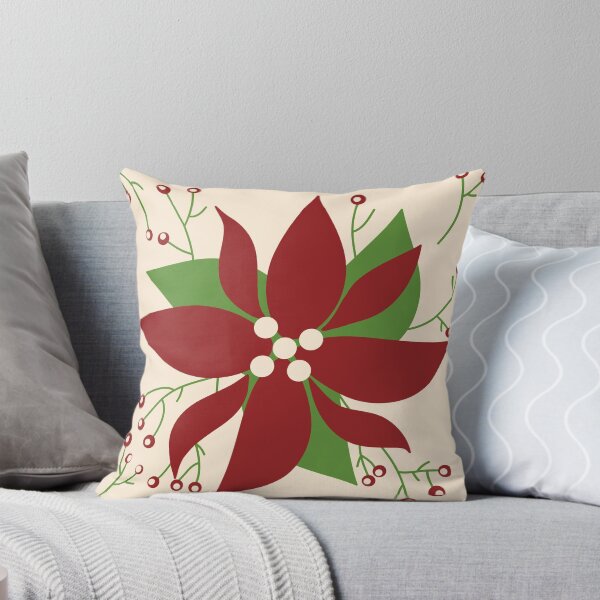 Item preview, Retro Christmas Poinsettia Vintage Holiday Aesthetic Pattern With Winterberries Light Background designed and sold by retroyule.