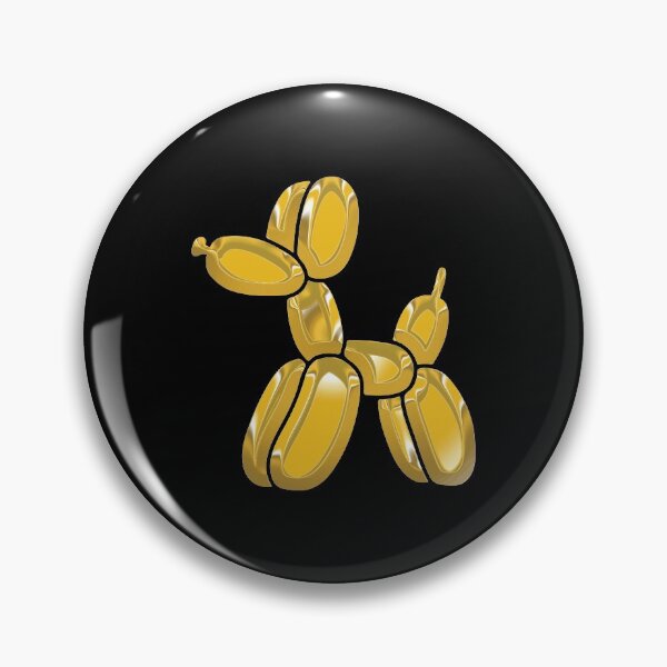 Item preview, Chrome Dog Balloon Yellow on Black designed and sold by lineartdesigns.