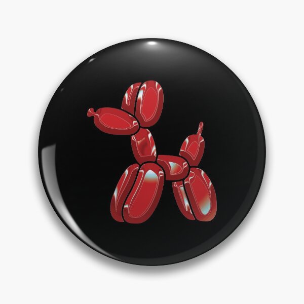 Item preview, Chrome Dog Balloon Red on Black designed and sold by lineartdesigns.