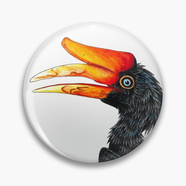 Item preview, Rhinoceros hornbill bird - ink and watercolour designed and sold by LorenDowding.