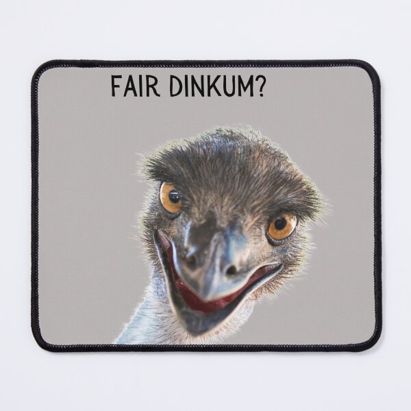 Item preview, Fair dinkum? Emu, close up. Photograph and black text. designed and sold by JellyBeenzz.