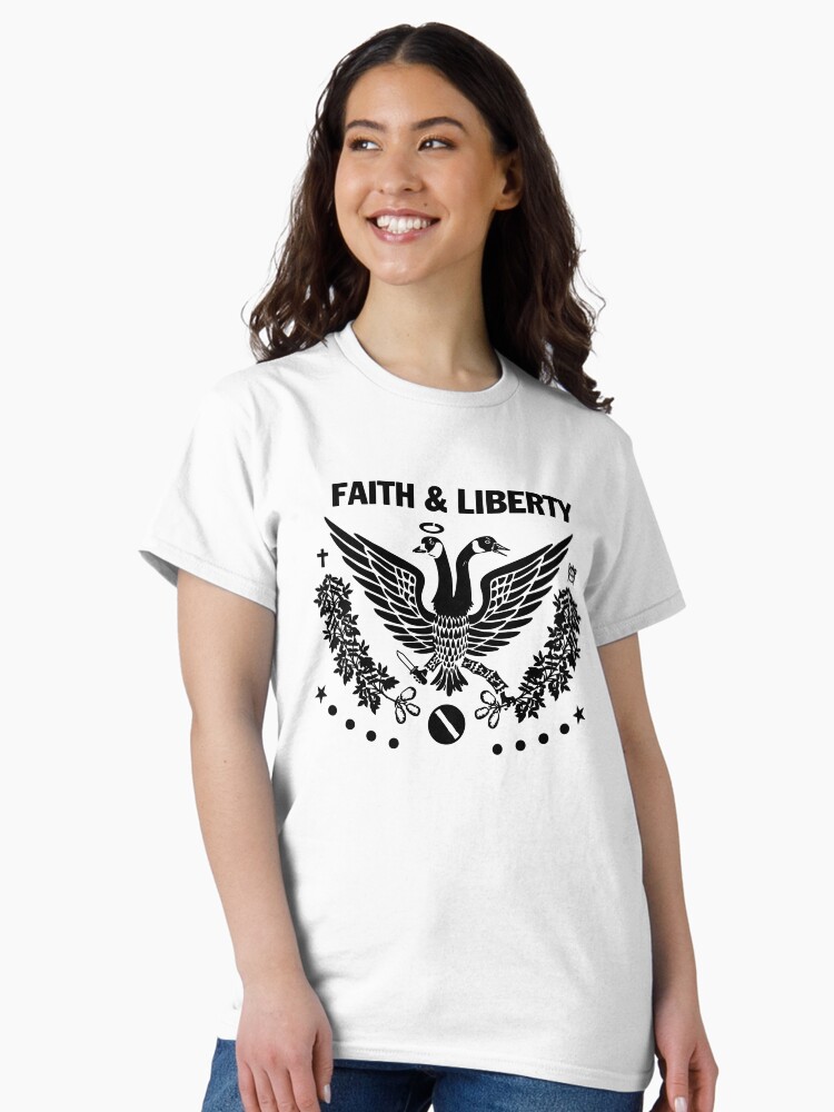 Thumbnail 1 of 7, Classic T-Shirt, Faith & Liberty Band Style Black designed and sold by faithandliberty.