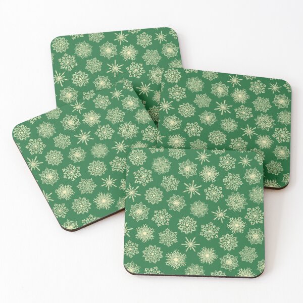 Item preview, Elegant Small Scale Green Yellow Festive Snowflakes designed and sold by Eng-Sun.