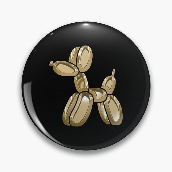 Item preview, Chrome Dog Balloon Gold on Black designed and sold by lineartdesigns.