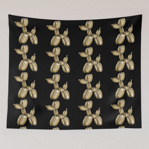 Item preview, Chrome Dog Balloon Gold on Black designed and sold by lineartdesigns.