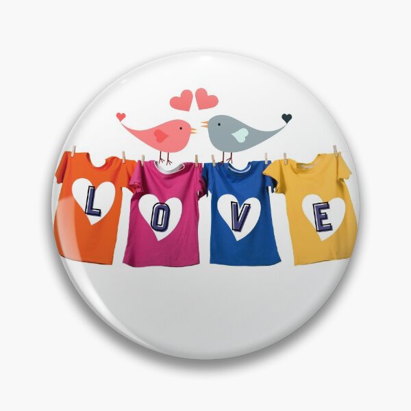 Item preview, Colourful Love Letters, signs on t-shirt with cute love birds and hearts. Love is on the line. designed and sold by AccessMyself.
