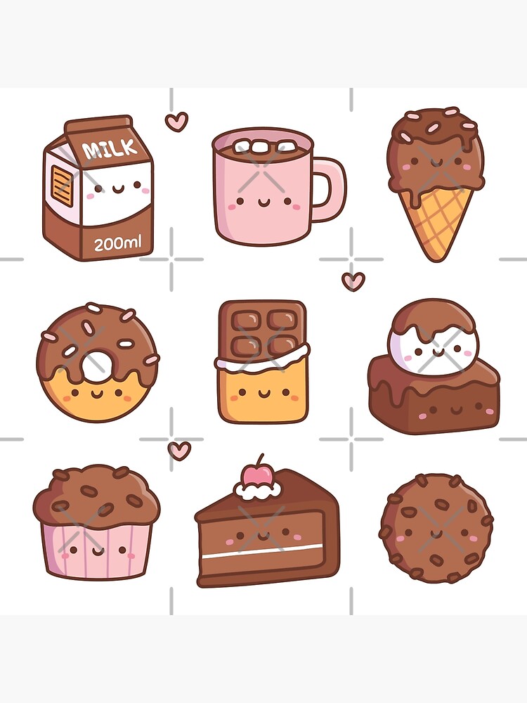 design cute kawaii cartoon food, drink and doodles