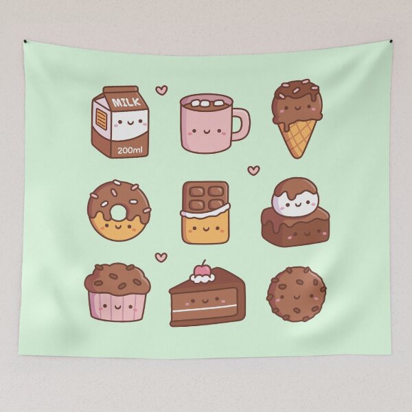 Item preview, Cute Chocolate Food Items Doodles designed and sold by rustydoodle.