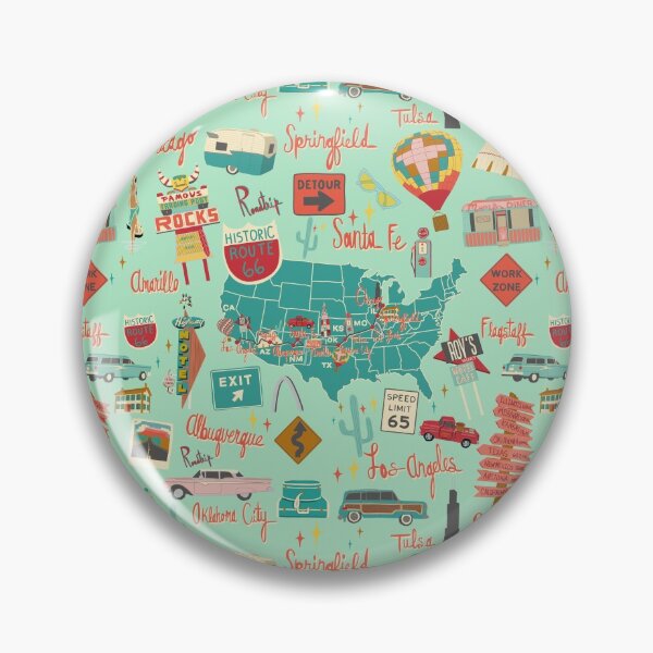 Item preview, Route 66 Vintage Road Trip Aqua designed and sold by jenbucheli.