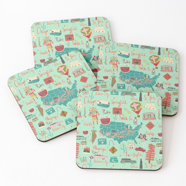 Item preview, Route 66 Vintage Road Trip Aqua designed and sold by jenbucheli.