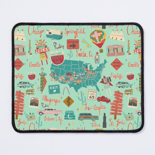 Item preview, Route 66 Vintage Road Trip Aqua designed and sold by jenbucheli.
