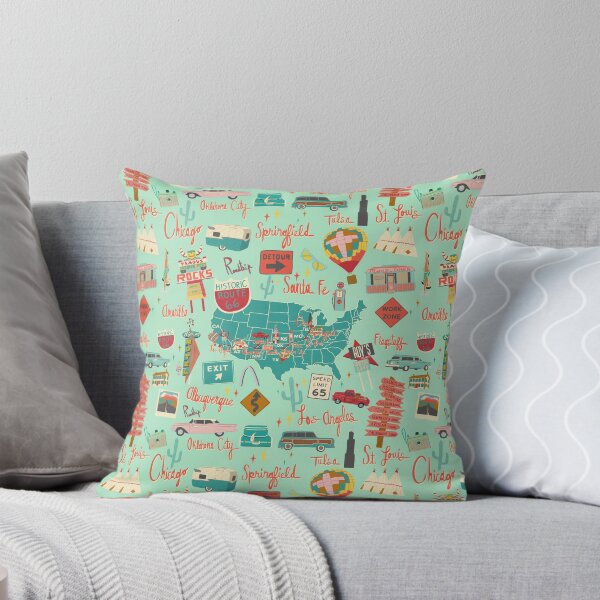 Item preview, Route 66 Vintage Road Trip Aqua designed and sold by jenbucheli.