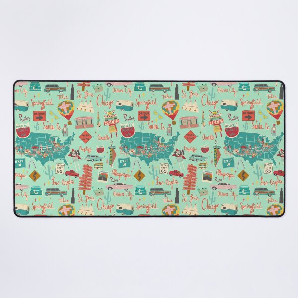 Item preview, Route 66 Vintage Road Trip Aqua designed and sold by jenbucheli.