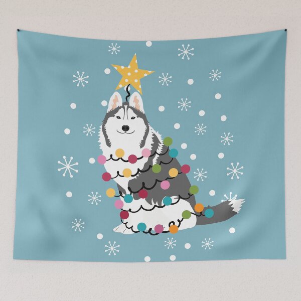 Item preview, Siberian Husky Christmas Tree designed and sold by Lulupainting.