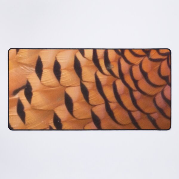 Item preview, Magnificent male pheasant feathers, plumage, rusty orange, black, close up. (From photograph of a live pheasant). designed and sold by JellyBeenzz.