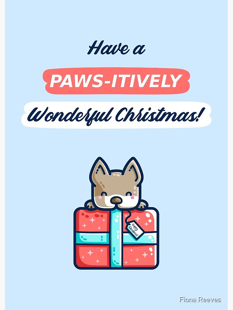 Thumbnail 2 of 2, Greeting Card, Paws-itively Cute Dog And Present designed and sold by freeves.