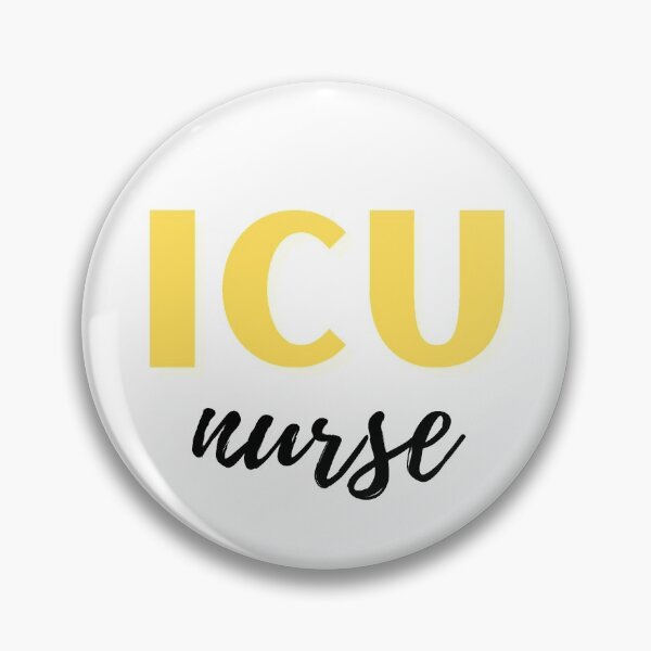 Item preview, Yellow ICU nurse pin and sticker designed and sold by ReaganKinman.