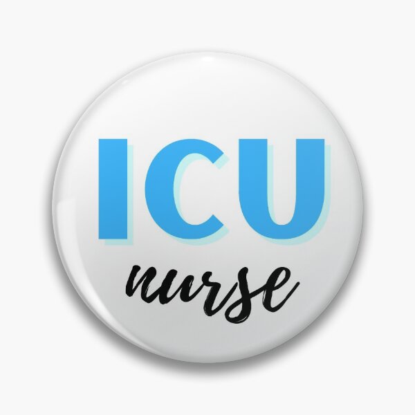 Item preview, Blue ICU nurse pin and sticker designed and sold by ReaganKinman.