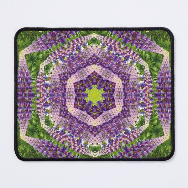 Item preview, Lupin Flower and Leaf Kaleidoscope Mandala in Purples, Pink, and Green designed and sold by BoundedChaos.