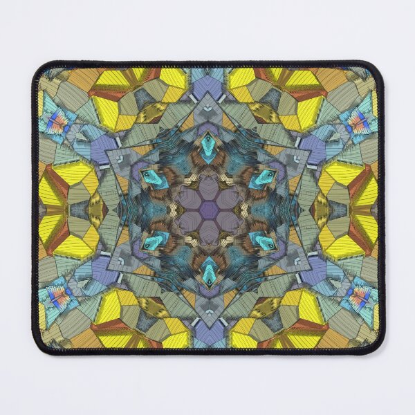 Item preview, Fractured Kaleidoscope Mandala in Yellow, Cyan, and Purple designed and sold by BoundedChaos.