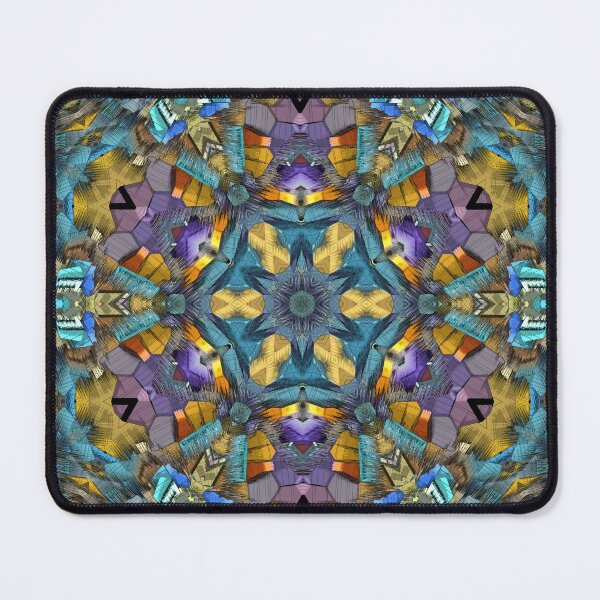 Artikelvorschau, Gebrochenes Blumen-Kaleidoskop-Mandala in Gelb, Cyan und Lila entworfen und verkauft von BoundedChaos.