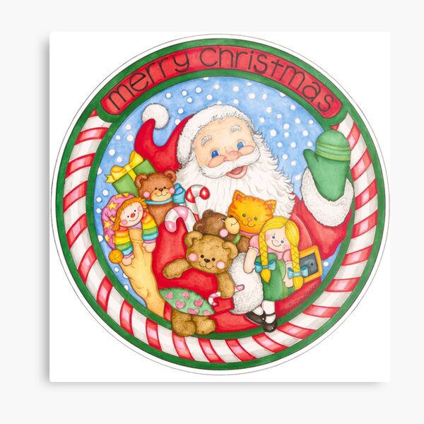 Merry Christmas Santa and Toys Metal Print