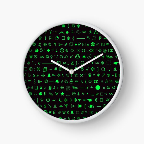 Esoteric symbols range - Unicode special characters - green/terminal Clock