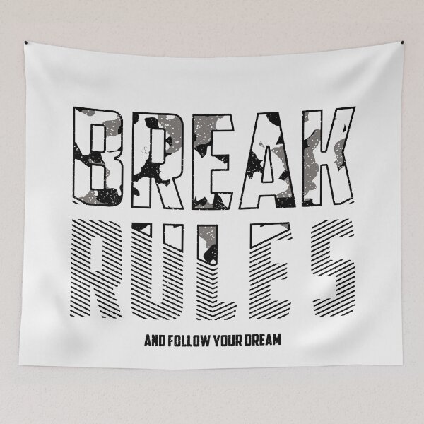 Item preview, Camouflage Typography - Motivational Slogan - Break Rules and Follow Your Dream Black designed and sold by WearWolfDesigns.