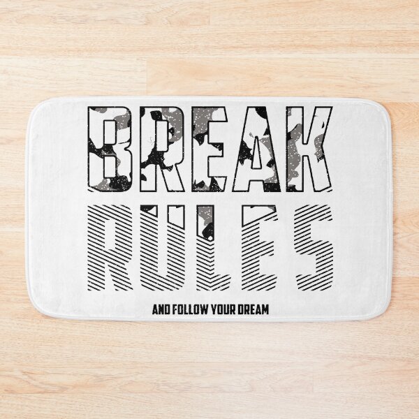 Item preview, Camouflage Typography - Motivational Slogan - Break Rules and Follow Your Dream Black designed and sold by WearWolfDesigns.