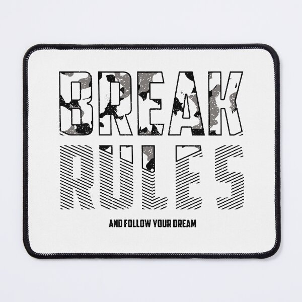 Item preview, Camouflage Typography - Motivational Slogan - Break Rules and Follow Your Dream Black designed and sold by WearWolfDesigns.