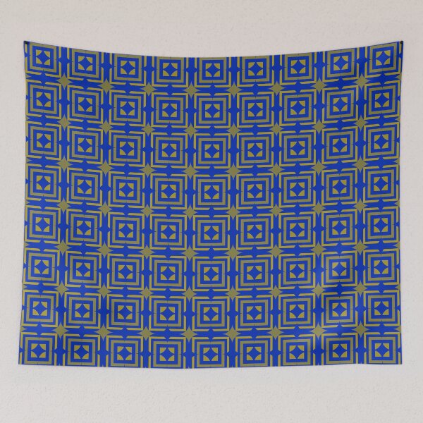Item preview, Geometric Patterns Blue With Dim Gold Color designed and sold by ClassyPatterns.