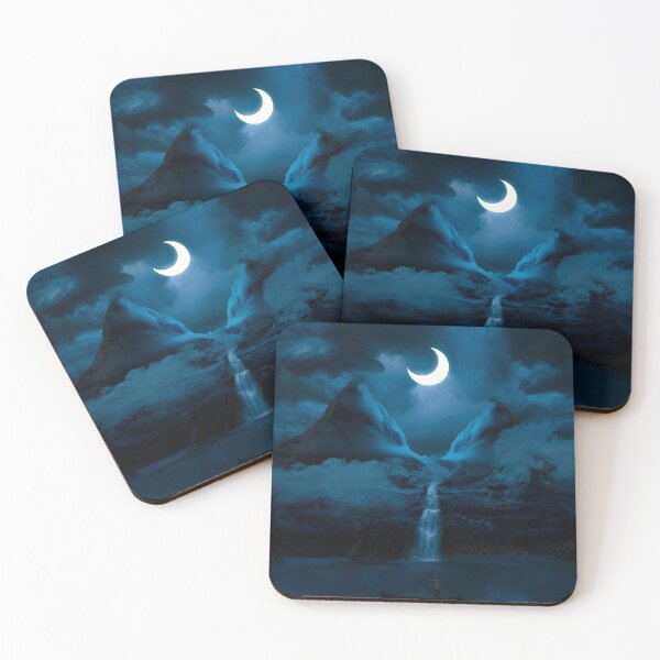 Item preview, A Man on Boat in Beautiful Moon Light Night Waterfall Nature designed and sold by winstonart.