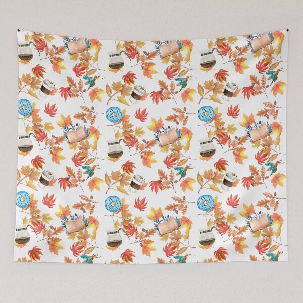Item preview, Autumn Leaves, Books, Coffee Cups, Fireflies - Gilmore Pattern designed and sold by Fenay Designs.
