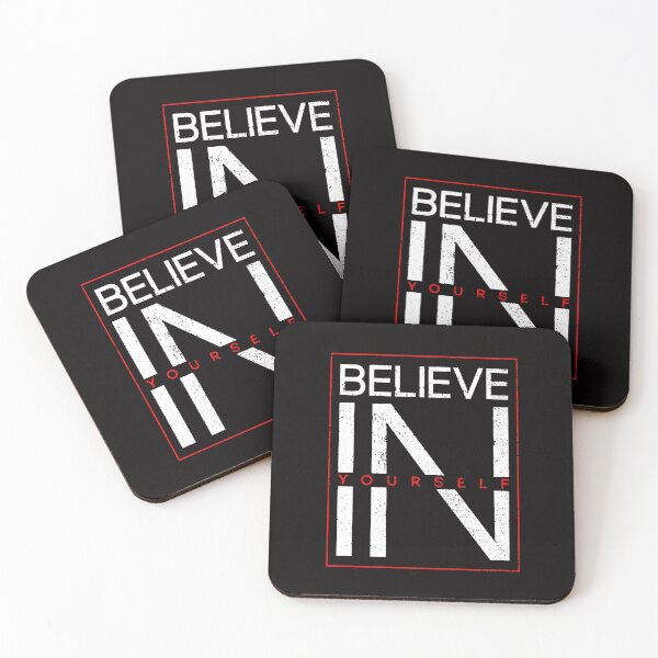 Item preview, Motivational Slogan - Believe in Yourself White Red designed and sold by WearWolfDesigns.
