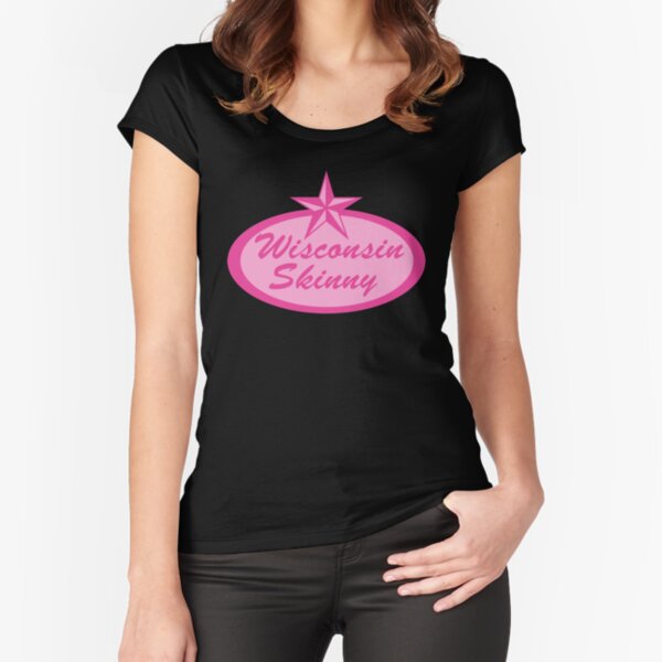Wisconsin Skinny Logo Pink Fitted Scoop T-Shirt