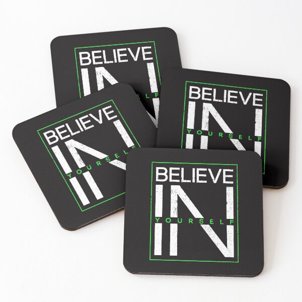 Item preview, Motivational Slogan - Believe in Yourself White Green designed and sold by WearWolfDesigns.