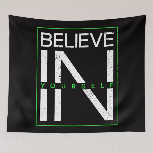 Item preview, Motivational Slogan - Believe in Yourself White Green designed and sold by WearWolfDesigns.