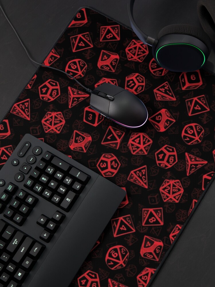 Aperçu 4 sur 5. Tapis de souris avec l'œuvre Modèle de jeu de dés D20 (rouge) créée et vendue par MaratusFunk.
