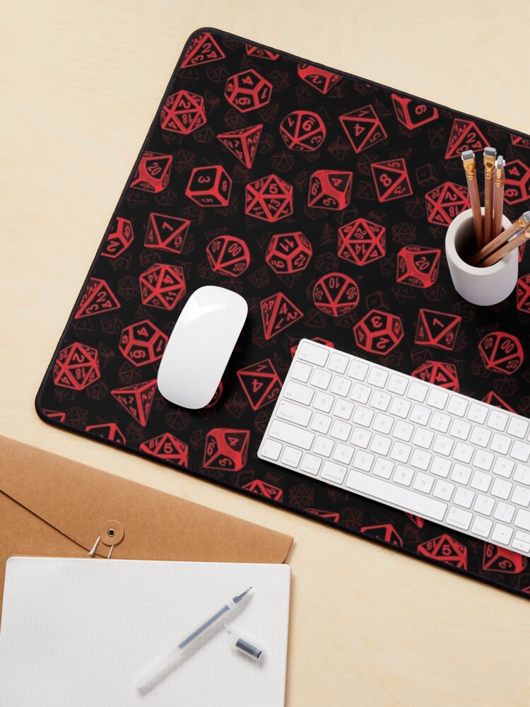 Aperçu 3 sur 5. Tapis de souris avec l'œuvre Modèle de jeu de dés D20 (rouge) créée et vendue par MaratusFunk.