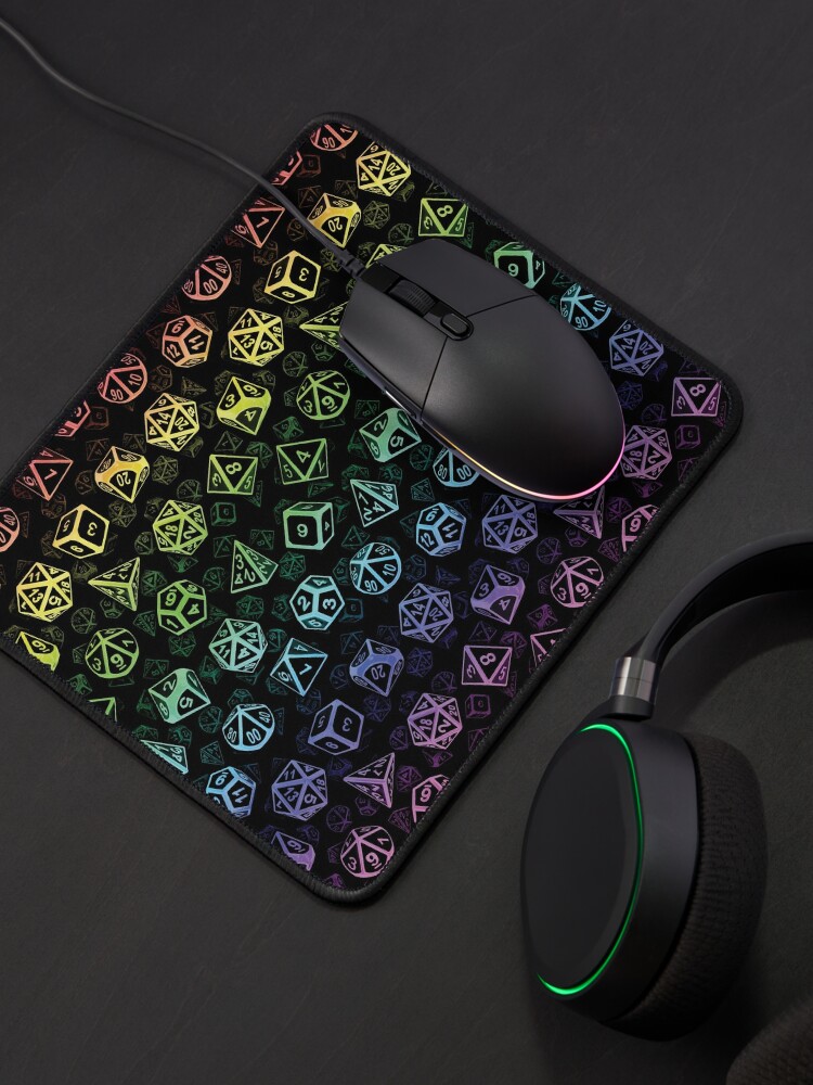 Alternate view of D20 Dice Set Pattern (Rainbow) Mouse Pad