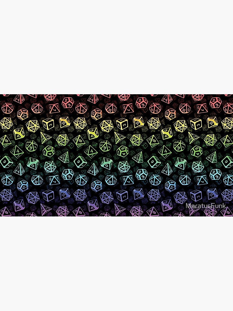 Aperçu 5 sur 5. Tapis de souris avec l'œuvre Modèle de jeu de dés D20 (arc-en-ciel) créée et vendue par MaratusFunk.