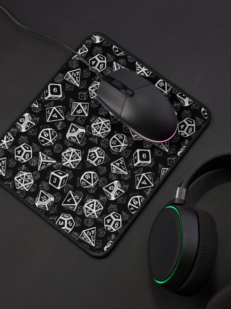 Alternate view of D20 Dice Set Pattern (White) Mouse Pad