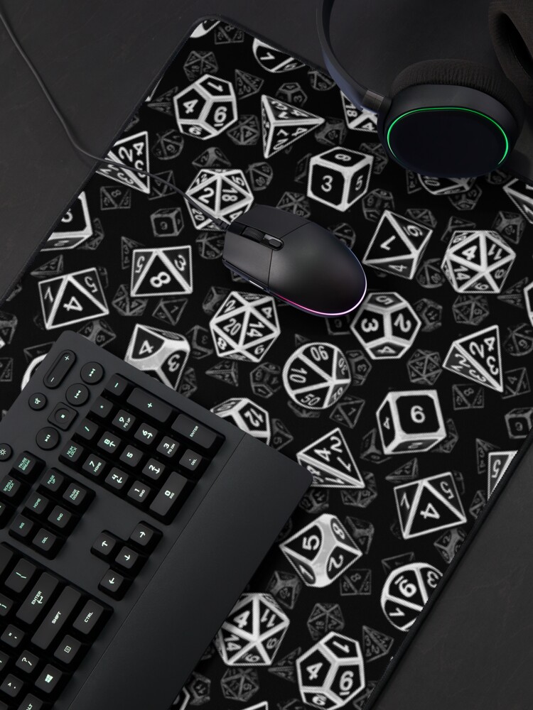 Alternate view of D20 Dice Set Pattern (White) Mouse Pad